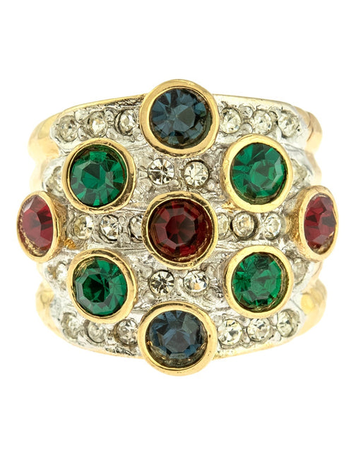 Load image into Gallery viewer, Vintage Pave Austrian Crystal Ring Womens Antique Ring 18k Yellow Gold Electroplated Made in USA by PVD Vintage Jewelry

