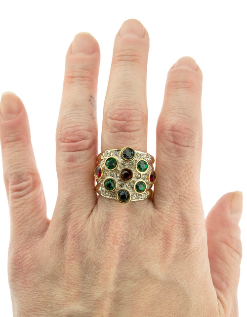 Load image into Gallery viewer, Vintage Pave Austrian Crystal Ring Womens Antique Ring 18k Yellow Gold Electroplated Made in USA by PVD Vintage Jewelry
