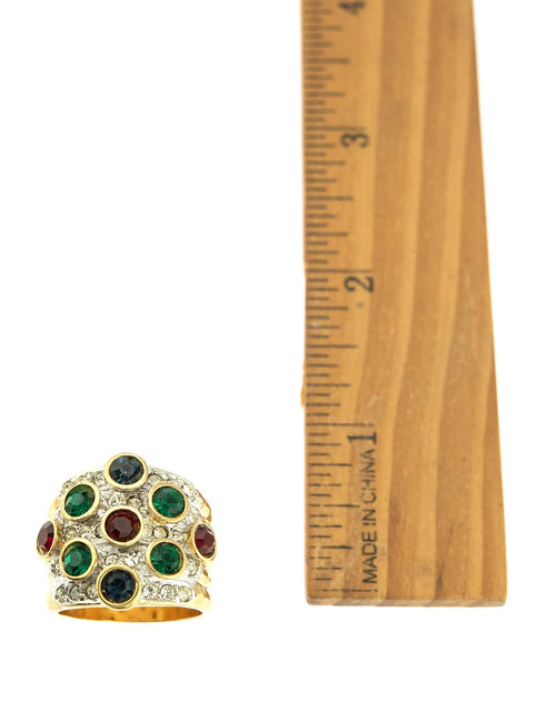Load image into Gallery viewer, Vintage Pave Austrian Crystal Ring Womens Antique Ring 18k Yellow Gold Electroplated Made in USA by PVD Vintage Jewelry

