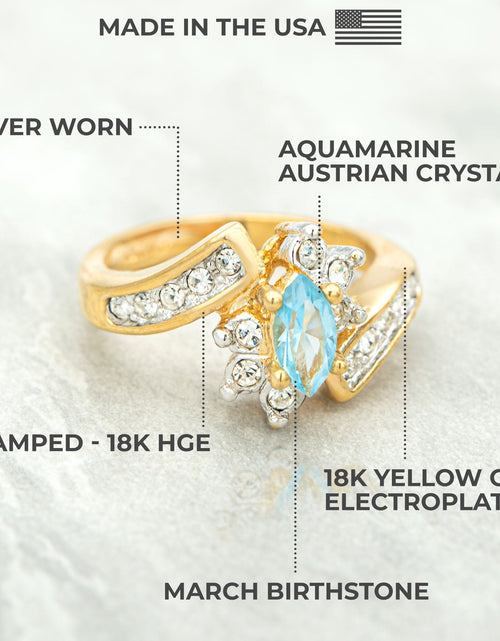 Load image into Gallery viewer, Vintage 1980s Ring Zirconia with Clear Austrian Crystals 18k Yellow Gold Electroplated by PVD Vintage Jewelry
