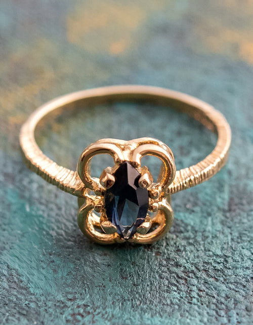 Load image into Gallery viewer, Vintage Jewelry Marquise Cut Jet Black Crystal Cocktail Ring in 18k White Gold Electroplate by PVD Vintage Jewelry
