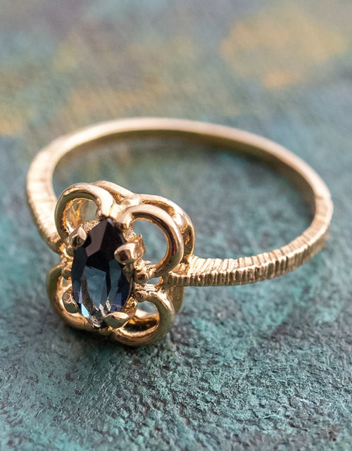 Load image into Gallery viewer, Vintage Jewelry Marquise Cut Jet Black Crystal Cocktail Ring in 18k White Gold Electroplate by PVD Vintage Jewelry

