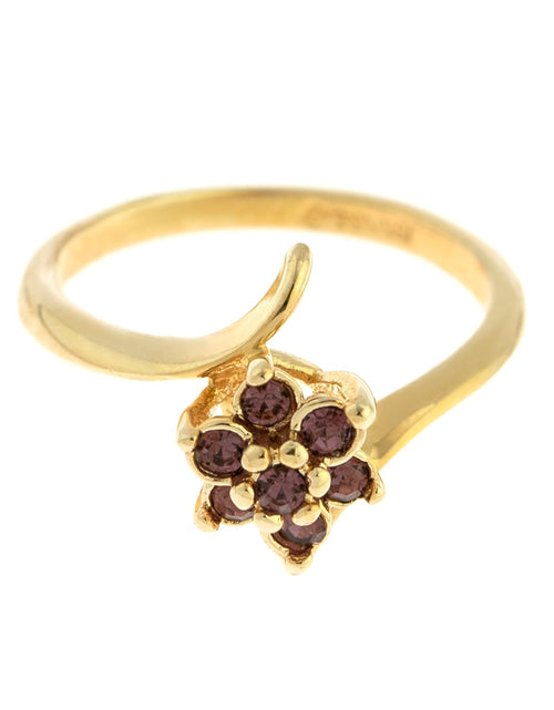 Load image into Gallery viewer, Vintage 1970's Amethyst Crystal and Genuine Pinfire Opal Ring 18kt Yellow Gold Electroplated Ring by PVD Vintage Jewelry

