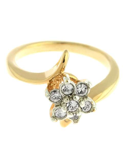 Load image into Gallery viewer, Vintage 1970's Amethyst Crystal and Genuine Pinfire Opal Ring 18kt Yellow Gold Electroplated Ring by PVD Vintage Jewelry
