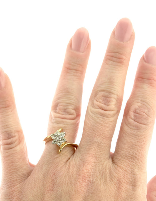 Load image into Gallery viewer, Vintage 1970's Amethyst Crystal and Genuine Pinfire Opal Ring 18kt Yellow Gold Electroplated Ring by PVD Vintage Jewelry
