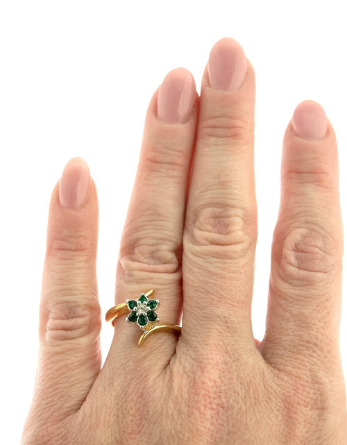 Load image into Gallery viewer, Vintage 1970's Amethyst Crystal and Genuine Pinfire Opal Ring 18kt Yellow Gold Electroplated Ring by PVD Vintage Jewelry
