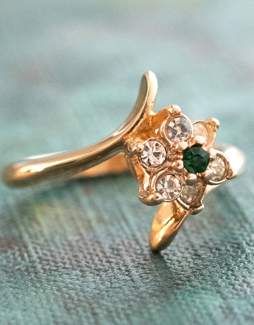 Load image into Gallery viewer, Vintage 1970's Amethyst Crystal and Genuine Pinfire Opal Ring 18kt Yellow Gold Electroplated Ring by PVD Vintage Jewelry
