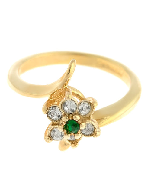 Load image into Gallery viewer, Vintage 1970's Amethyst Crystal and Genuine Pinfire Opal Ring 18kt Yellow Gold Electroplated Ring by PVD Vintage Jewelry
