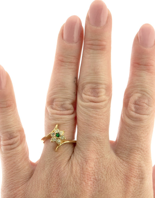 Load image into Gallery viewer, Vintage 1970's Amethyst Crystal and Genuine Pinfire Opal Ring 18kt Yellow Gold Electroplated Ring by PVD Vintage Jewelry
