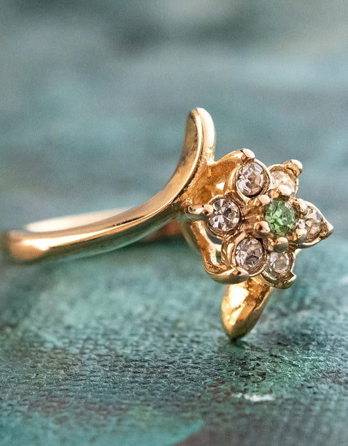 Load image into Gallery viewer, Vintage 1970's Amethyst Crystal and Genuine Pinfire Opal Ring 18kt Yellow Gold Electroplated Ring by PVD Vintage Jewelry

