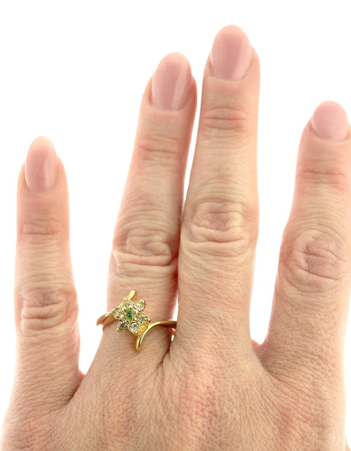 Load image into Gallery viewer, Vintage 1970's Amethyst Crystal and Genuine Pinfire Opal Ring 18kt Yellow Gold Electroplated Ring by PVD Vintage Jewelry
