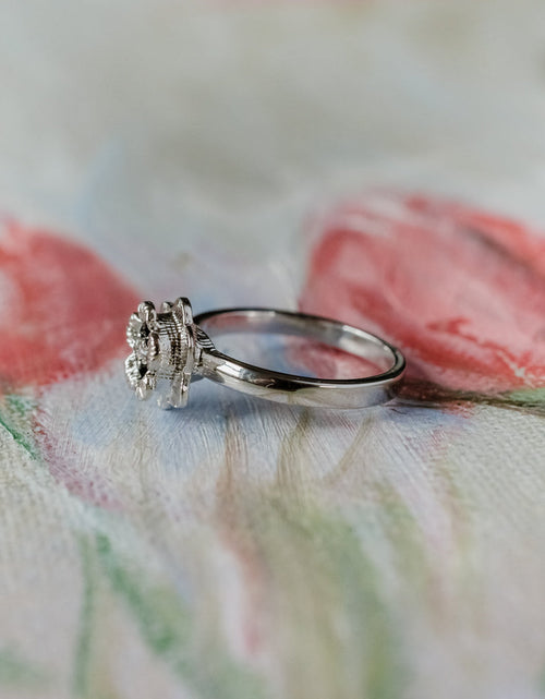 Load image into Gallery viewer, Vintage Flower Ring Clear Crystal 18k Yellow Gold Electroplated by PVD Vintage Jewelry
