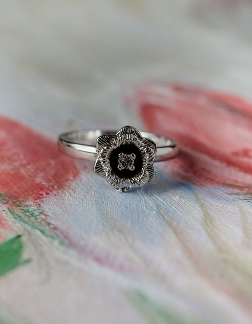 Load image into Gallery viewer, Vintage Flower Ring Clear Crystal 18k Yellow Gold Electroplated by PVD Vintage Jewelry
