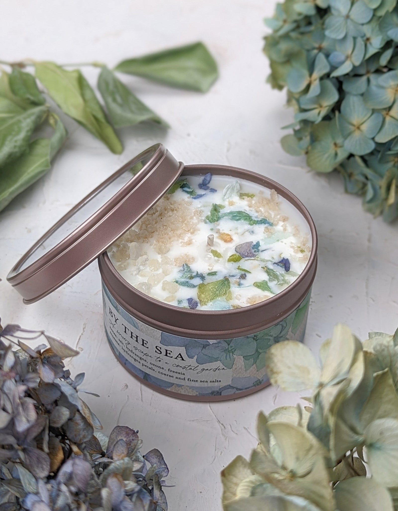 BY THE SEA Hydrangea Sea Salt Candle by Ash & Rose
