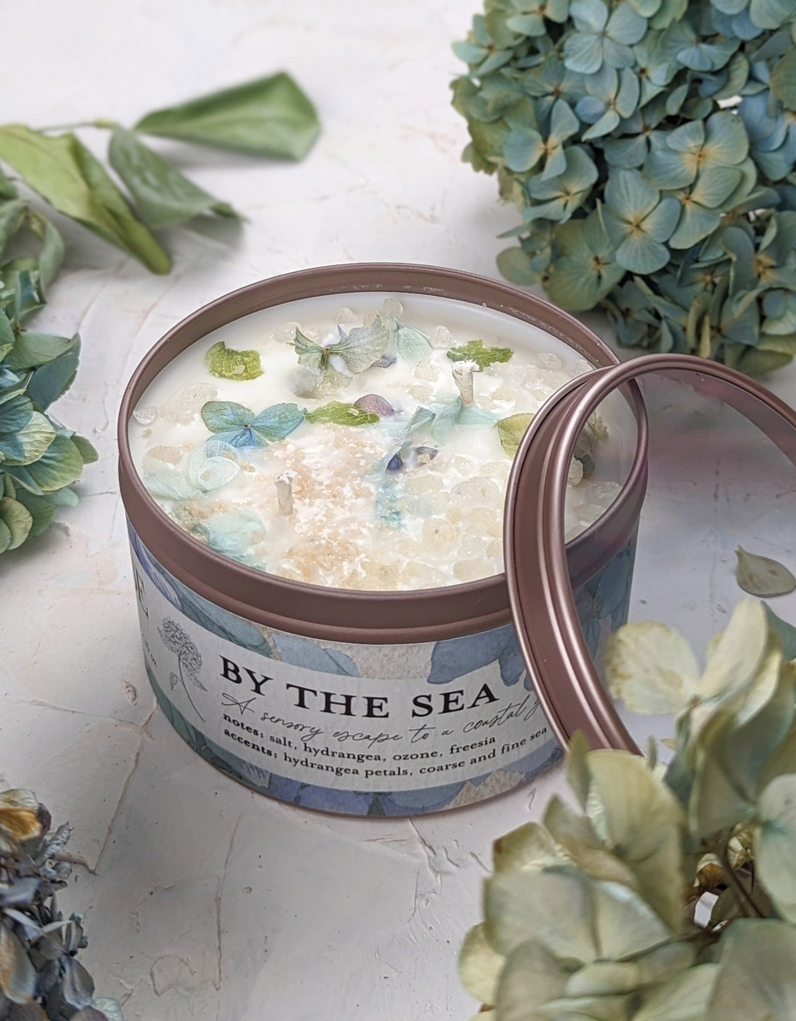 BY THE SEA Hydrangea Sea Salt Candle by Ash & Rose
