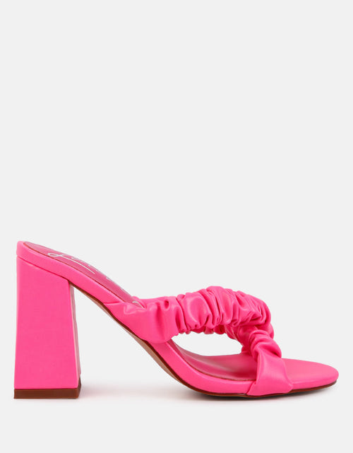 Load image into Gallery viewer, page 3 scrunchie strap block sandals by London Rag

