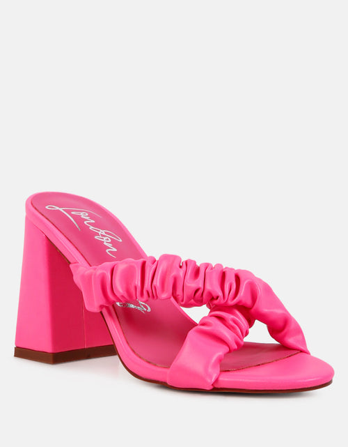 Load image into Gallery viewer, page 3 scrunchie strap block sandals by London Rag
