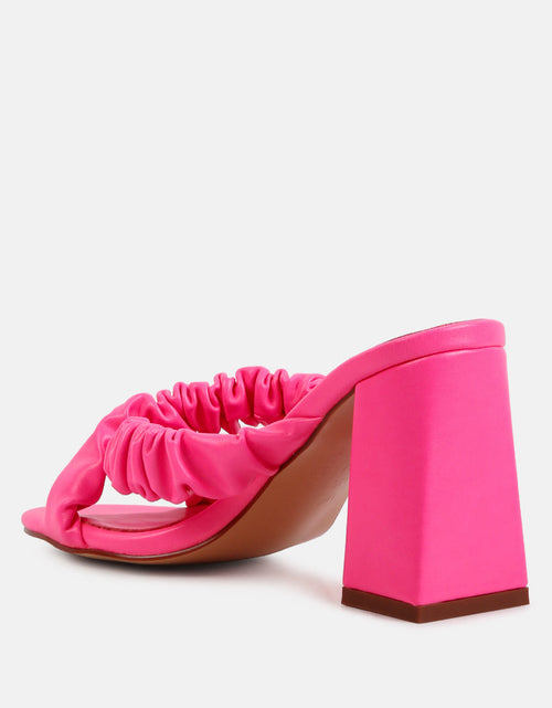 Load image into Gallery viewer, page 3 scrunchie strap block sandals by London Rag
