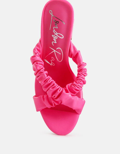 Load image into Gallery viewer, page 3 scrunchie strap block sandals by London Rag

