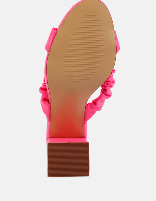 Load image into Gallery viewer, page 3 scrunchie strap block sandals by London Rag
