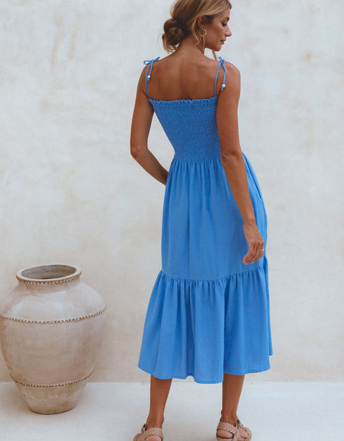 Load image into Gallery viewer, Paradiso Strappy Linen Midi Dress by ELF
