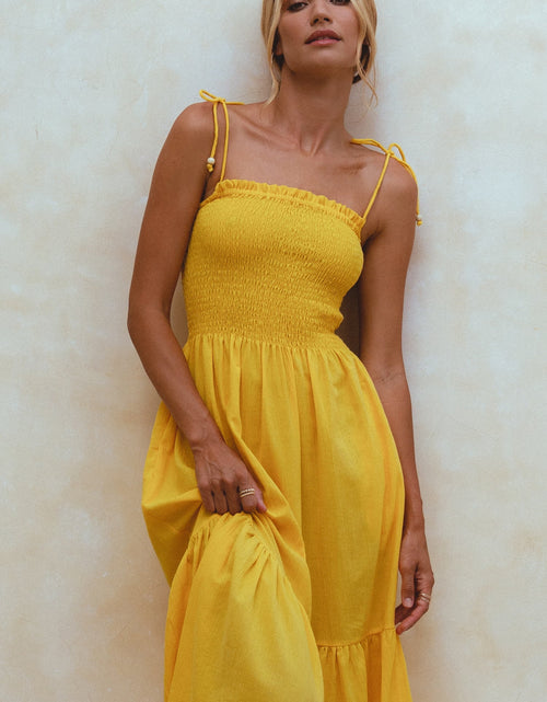 Load image into Gallery viewer, Paradiso Strappy Linen Midi Dress by ELF

