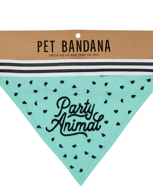 Load image into Gallery viewer, Party Animal Pet Bandana | In Blue With Printed Hearts Designs by The Bullish Store
