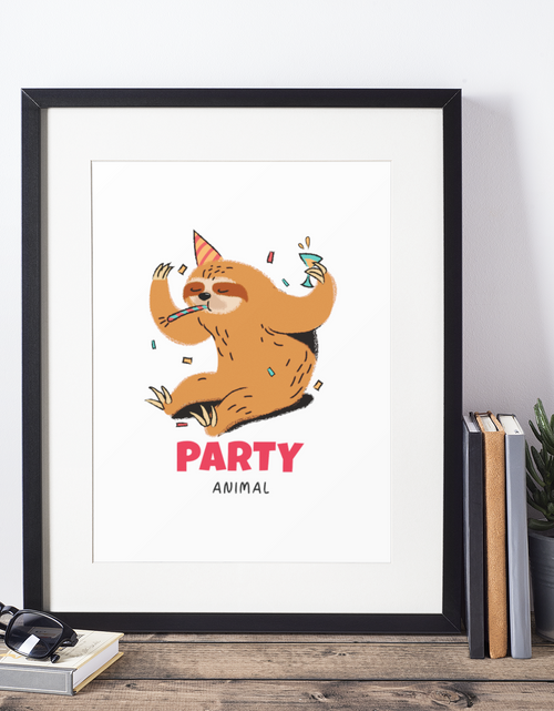 Load image into Gallery viewer, Party Animal Sloth 2022 Humorous Home Wall Decor Print by WinsterCreations™ Official Store

