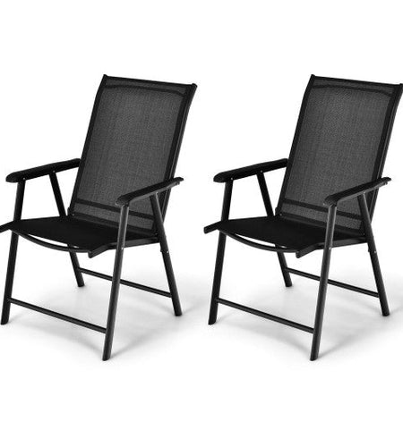 Set of 2 Outdoor Patio Folding Chair with Ergonomic Armrests-Black