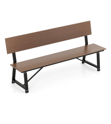 72 Inch Extra Long Bench with All-Weather HDPE Seat & Back for Yard Garden Porch-Brown