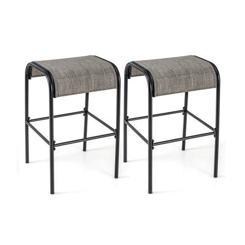 Load image into Gallery viewer, Set of 2/4 Patio Metal Bar Stools with Curved Fabric Seat-Set of 2
