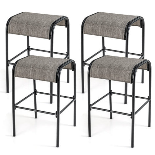 Load image into Gallery viewer, Set of 2/4 Patio Metal Bar Stools with Curved Fabric Seat-Set of 4
