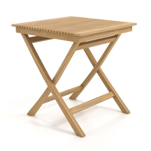 Load image into Gallery viewer, 27.5 Inch Indonesia Teak Patio Bistro Table with Slatted Tabletop and Sturdy Wood Frame
