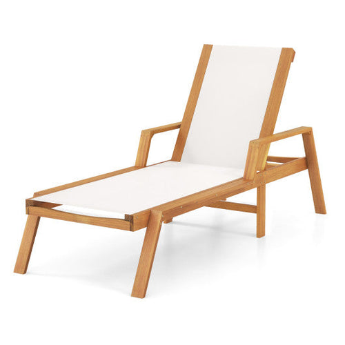 Load image into Gallery viewer, Patio Chaise Lounge Chair with Armrests and Fabric Seat for Backyard-White

