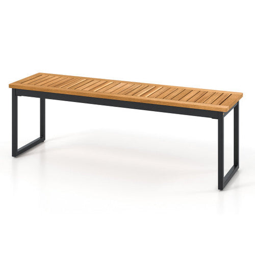 Load image into Gallery viewer, Patio Dining Bench Backless with Slatted Seat and Metal Legs
