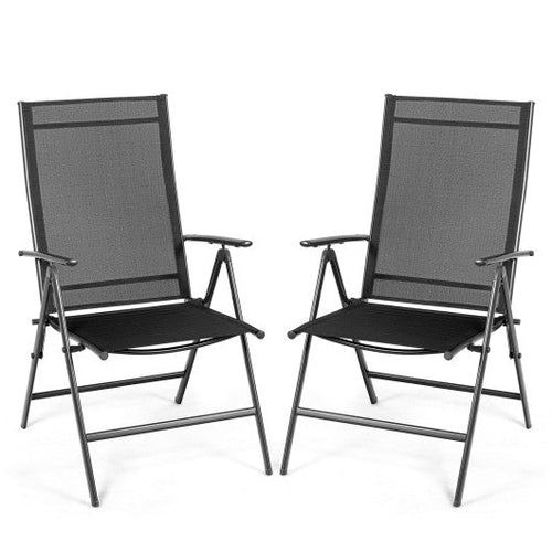 Load image into Gallery viewer, Set of 2 Adjustable Portable Patio Folding Dining Chair Recliners-Black
