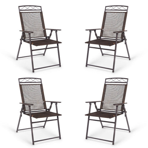 Load image into Gallery viewer, Set of 4 Patio Folding Sling Chairs Steel Camping Deck
