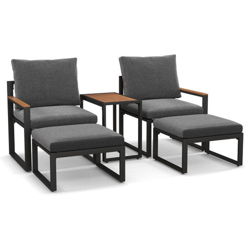 Load image into Gallery viewer, 5 Pieces Aluminum Frame Weatherproof Outdoor Conversation Set with Soft Cushions-Gray
