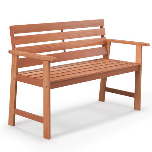 Load image into Gallery viewer, Patio Solid Wood Bench Wood 2-Seat Chair with Breathable Slatted Seat &amp; Inclined Backrest
