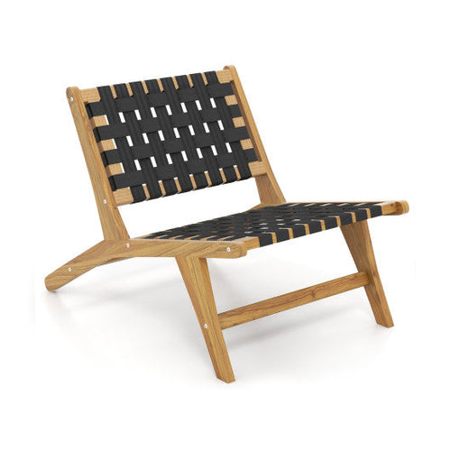 Load image into Gallery viewer, Indoor Patio Teak Wooden Chair with Woven Webbing Seat and Backrest
