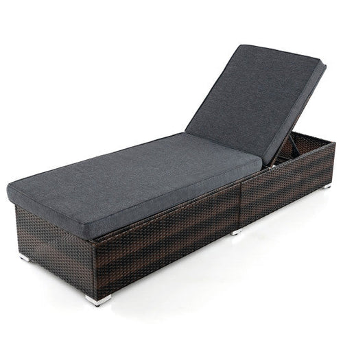 Load image into Gallery viewer, Patio Wicker Lounge Chair with 4-level Backrest and Long Seat Cushion-Brown

