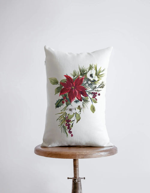 Load image into Gallery viewer, Peace Christmas Poinsettia Throw Pillow Cover| Peace Home Decor | Christmas Pillowcases | Christmas tree | Christmas Gifts | Room Decor by UniikPillows
