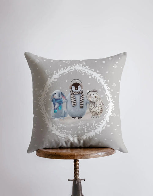 Load image into Gallery viewer, Peace on Earth | Grey Throw Pillows | Christmas Pillow | Best Friend Christmas Gift | Christmas Home Decor | Cute Home Decor | New Home Gift by UniikPillows
