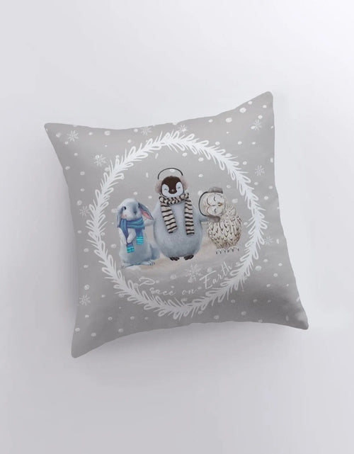 Load image into Gallery viewer, Peace on Earth | Grey Throw Pillows | Christmas Pillow | Best Friend Christmas Gift | Christmas Home Decor | Cute Home Decor | New Home Gift by UniikPillows
