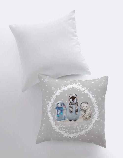 Load image into Gallery viewer, Peace on Earth | Grey Throw Pillows | Christmas Pillow | Best Friend Christmas Gift | Christmas Home Decor | Cute Home Decor | New Home Gift by UniikPillows
