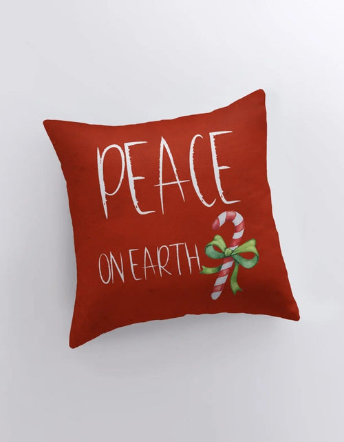 Load image into Gallery viewer, Peace on Earth | Red Throw Pillow | Joy Pillow | Home Decor | Christmas Pillow Covers | Christmas Décor | Rustic Christmas Decor | Mom Gift by UniikPillows
