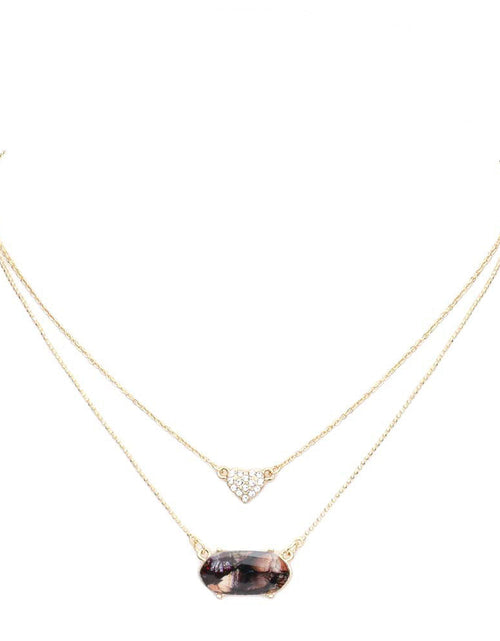 Load image into Gallery viewer, Heart Hexagon Bead Pendant Double Layered Necklace by Madeline Love
