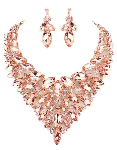 Load image into Gallery viewer, Marquise Stone Cluster Statement Evening Necklace by Madeline Love
