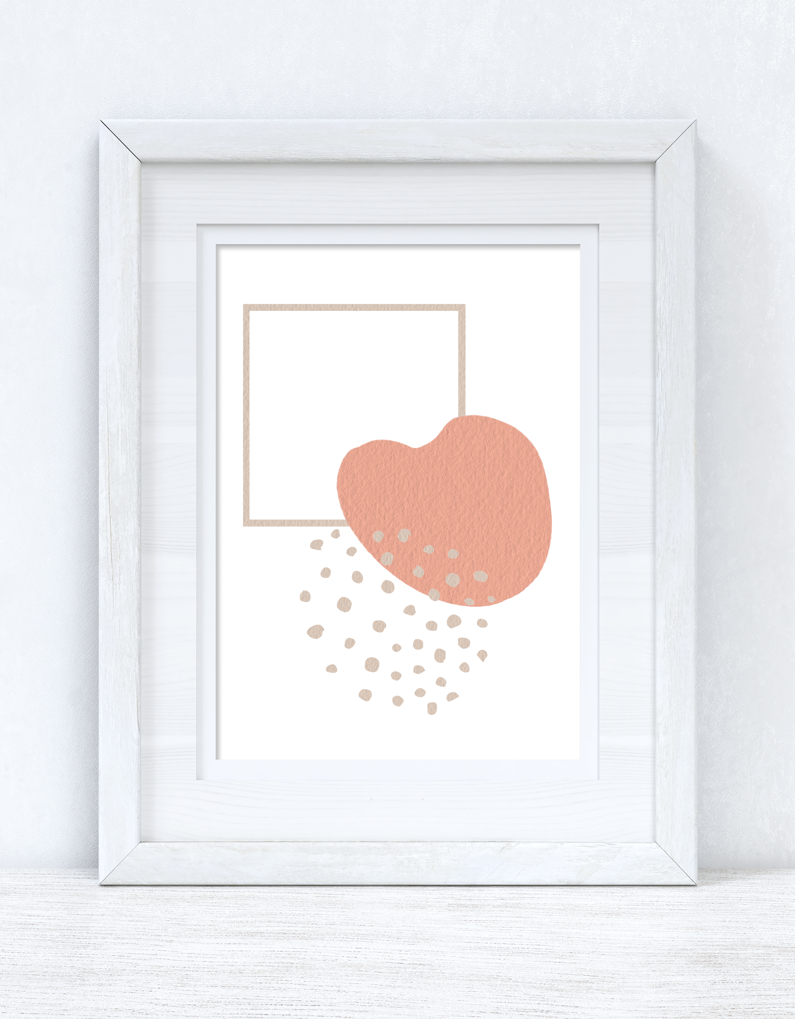 Peach Pink & Beige Abstract 1 Colour Shapes Home Wall Decor Print by WinsterCreations™ Official Store