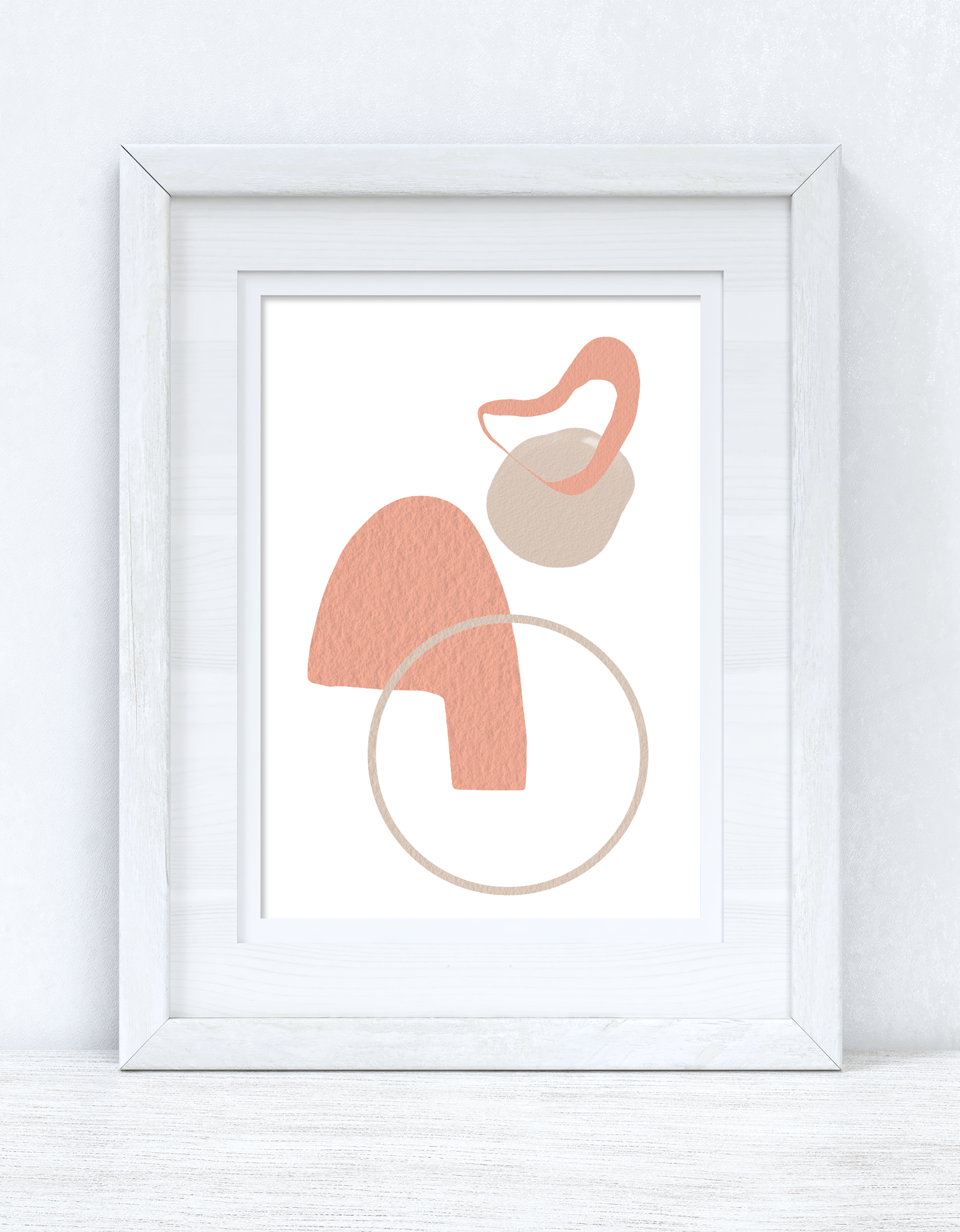 Peach Pink & Beige Abstract 2 Colour Shapes Home Wall Decor Print by WinsterCreations™ Official Store